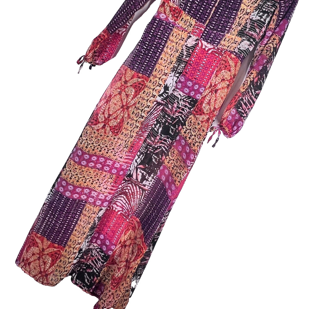 Luxxel Womens Open Skirt Romper Shortalls Sz Large Multicolor Patchwork Bohemian - Picture 11 of 15